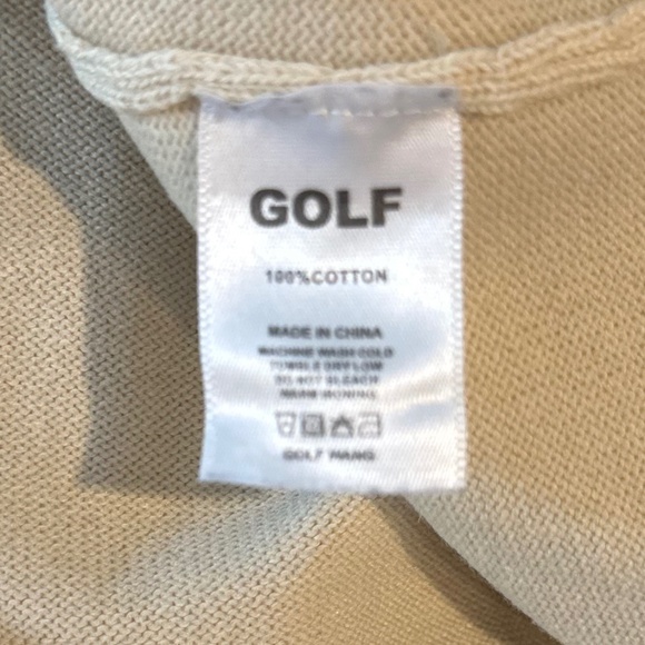 Men's GOLF WANG Green / Beige Knit Short Sleeve Button Up Polo - Size XL - Picture 14 of 14